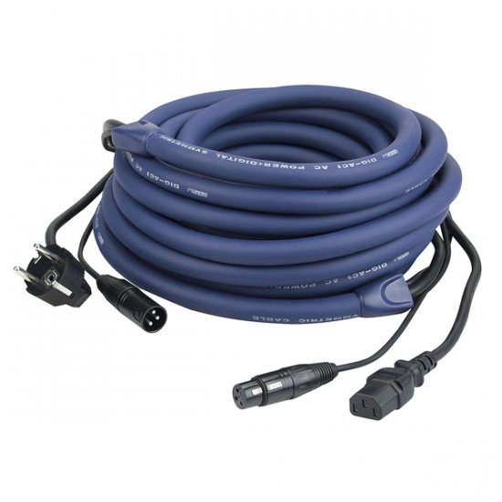 cable d'alimentation et dmx shuko M vers IEC femelle + XLR DMX mf 10m
