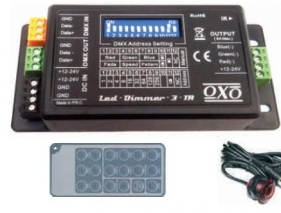 Driver de LED RVB DMX à télécommande Infra rouge OXO LED-DIIMER-3-IR