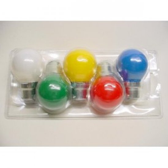 lot de 5 Ampoules sphérique couleur opaque B22 230V 15W
