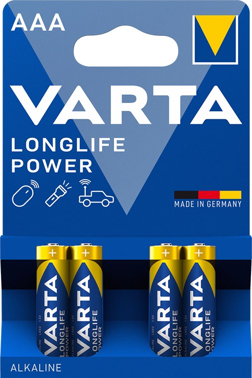 Lot de 4 piles LR6 AA Varta Long life Power