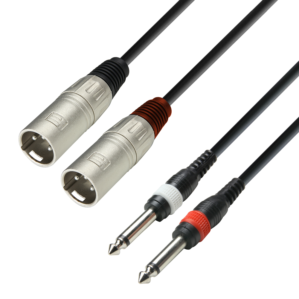 Câble audio 2 XLR mâles vers 2 Jack 6,3 mm mono mâles 3m