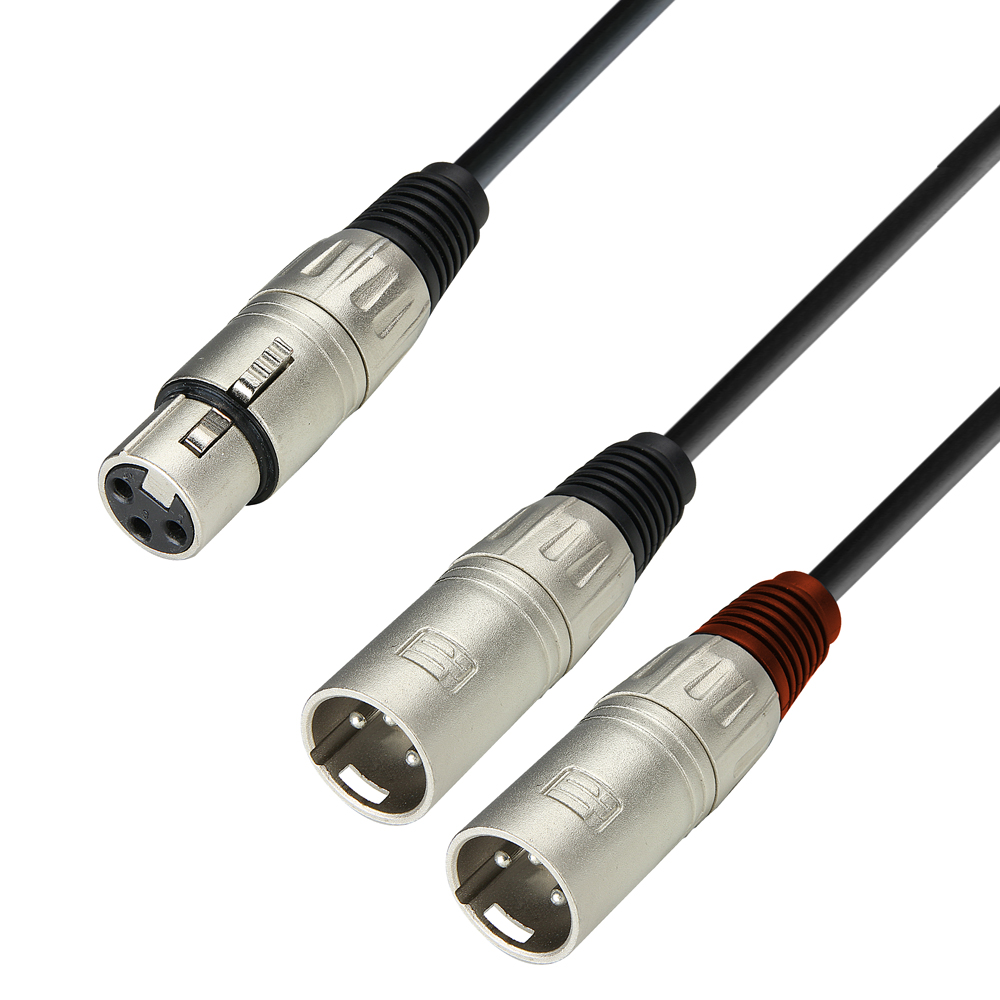 Câble audio 1 x XLR femelle stéréo vers 2 x XLR mâles gauche et droite 1m