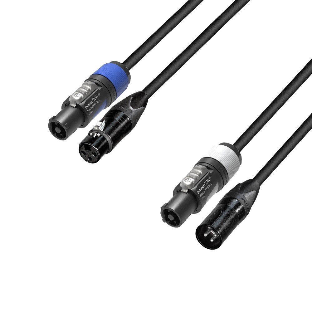 Câble Alim 3x2.5mm2 et DMX 0.22mm2 PowerCon & XLR 3 broches neutrik 3m