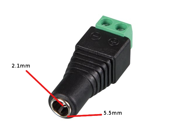 Connecteur DC 5.5 x 2.5mm FEMELLE VERS CONNEXION À VIS