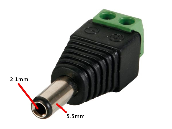 Connecteur 12V DC mâle vers bornier à vis - Sécurité One