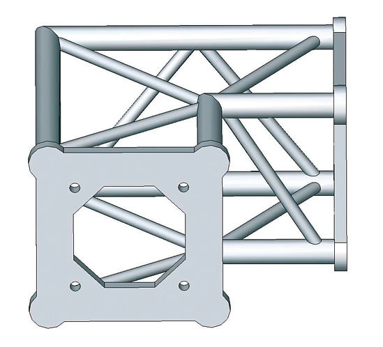 ASC 1522 ASD- Angle 2 départs à 90° structure carrée 150mm