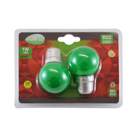 Ampoule LED B22 Blanc Rouge Vert Bleu