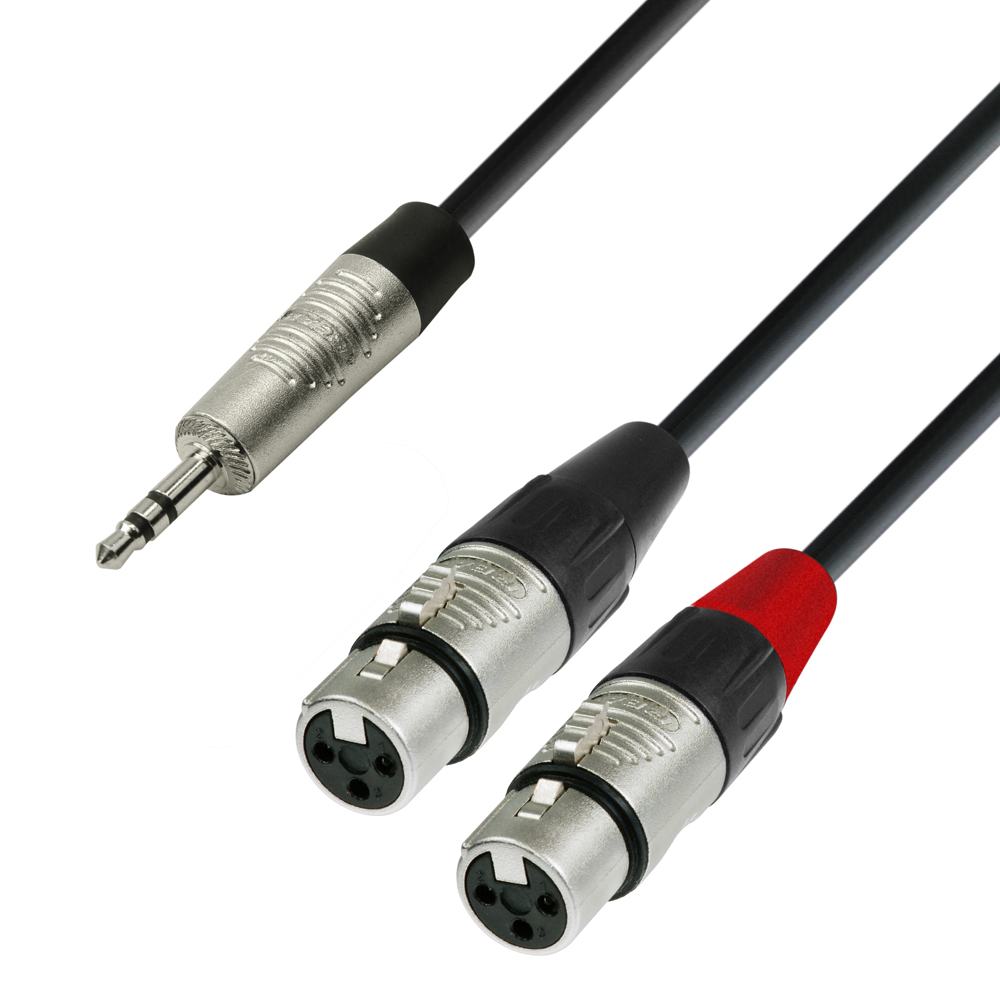 2X Cable Adaptateur Mini Jack 3,5mm Male Stereo vers XLR Femelle 3 Broches Connecteur Plaque Or 18K Audio MiniJack ADAPTOUT Marque FRANÇAISE 
