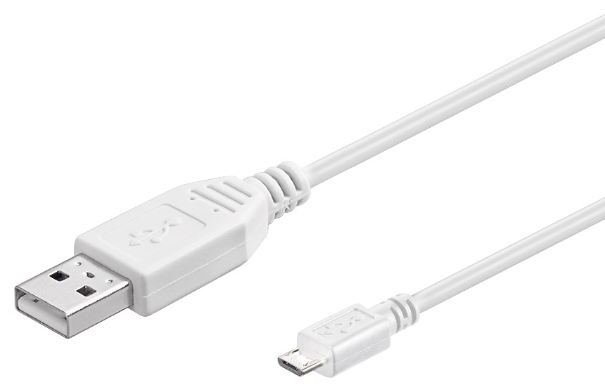 Câble Chargeur Micro USB Blanc 1m pour téléphone Android et
