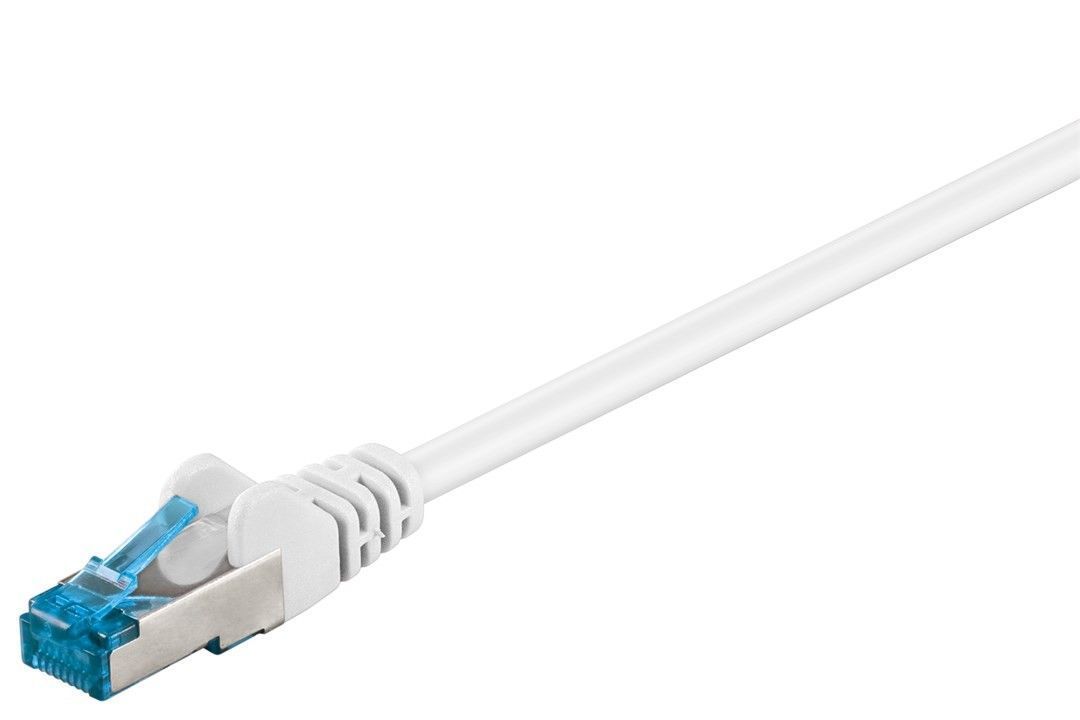 Câble réseau RJ45 CAT 6a S/FTP 10Gb blanc 25cm