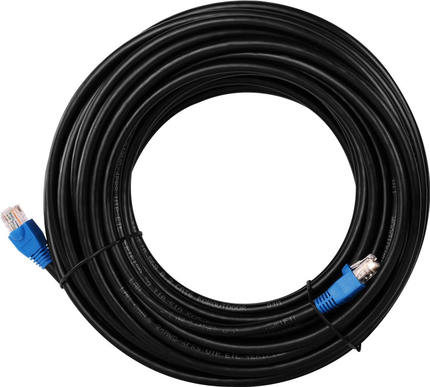 Câble réseau RJ45 CAT 6 noir pour extérieur 20m