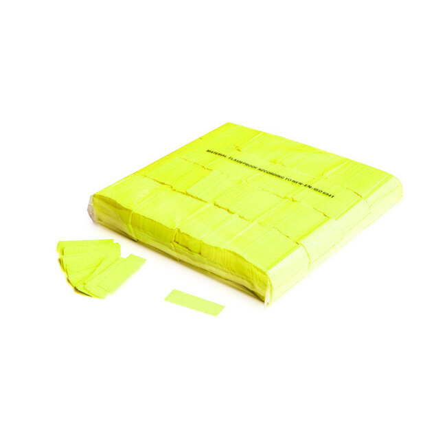 Confettis rectangulaires 55x17 fluo UV jaune sac de 1kg