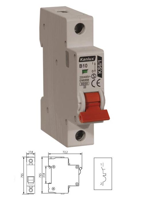 Disjoncteur monophasé 10A courbe B