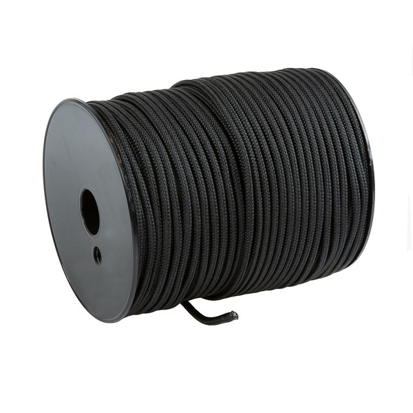 Drisse préétirée noire polyester 4mm bobine de 100m
