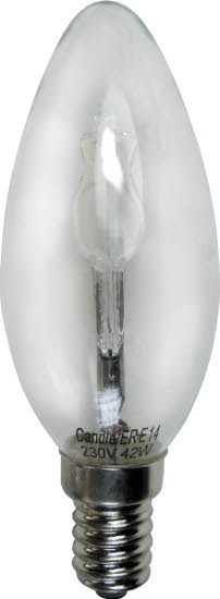 Lampe E14 230V 28W flamme claire éco halogène équivalent 40W