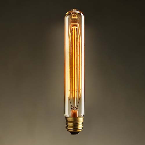 Ampoule E27 230V 40W Tube 28x185mm dorée filament carbone