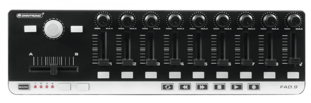 Controlleur midi Omnitronic FAD-9 universel 9 faders