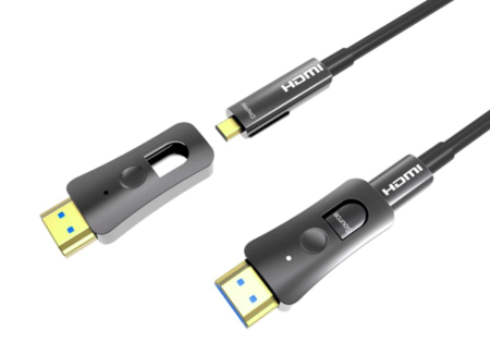 Câble HDMI optique 2.0 4K avec embout démontable pour passage sous