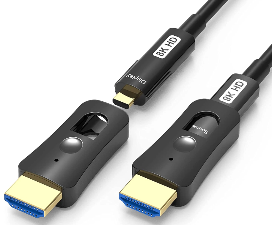 Câble HDMI optique 2.1 8K avec embout démontable pour passage sous gaine  20m