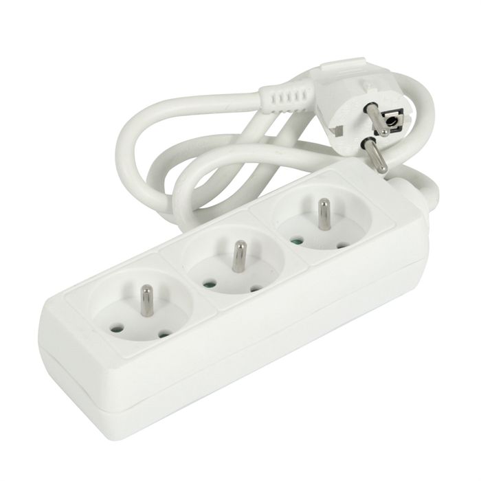 Multiprise 3 prises 1,5m blanc QUARX, 1601660, Electricité et domotique