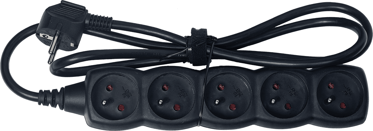Multiprise 5 prises noire longueur câble 1.2m