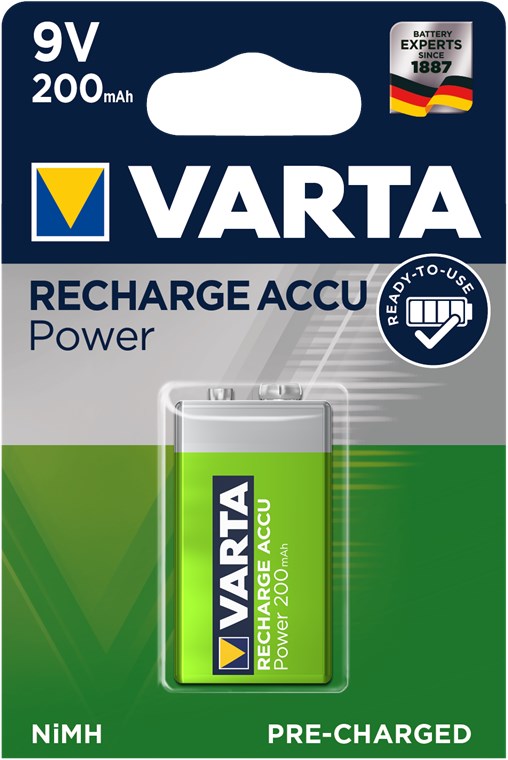Pile 9V rechargeable NIMH Varta 200mAh 6LR61