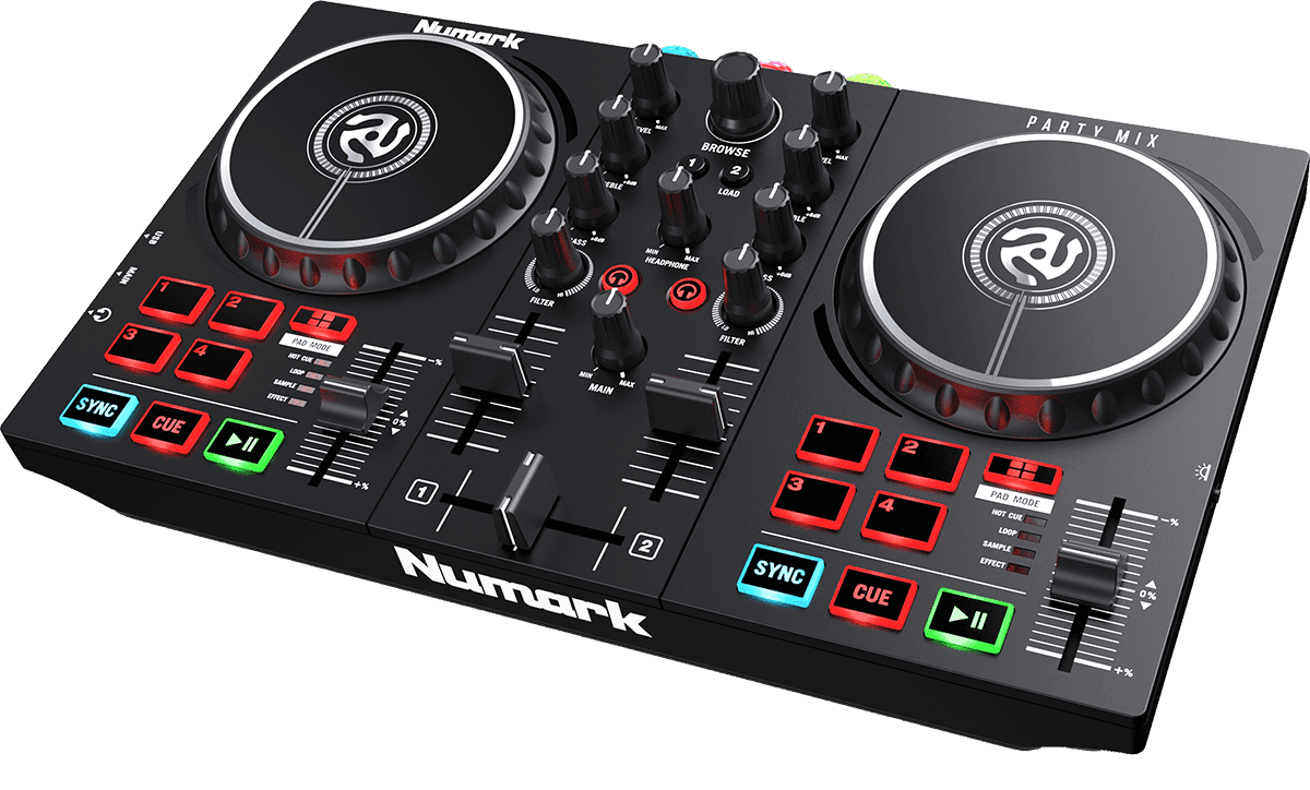 Partymix2 Numark Contrôleur DJ 2 voies avec carte son et éclairages