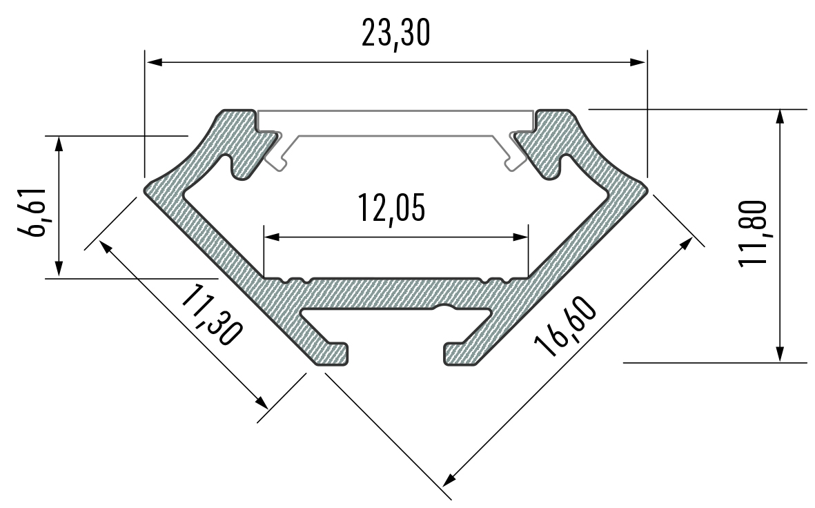 Profil aluminium 122 cm pour ruban LED 