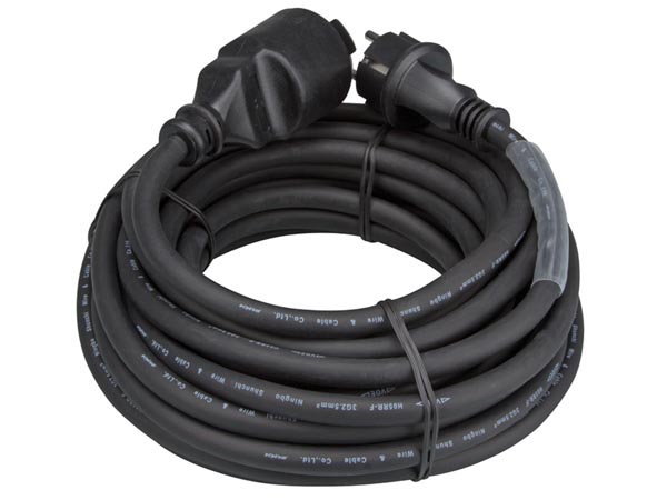 Rallonge, Rouleau de câble d'extension électrique 50m, 2,5 mm², IP44,  rétractable - noir