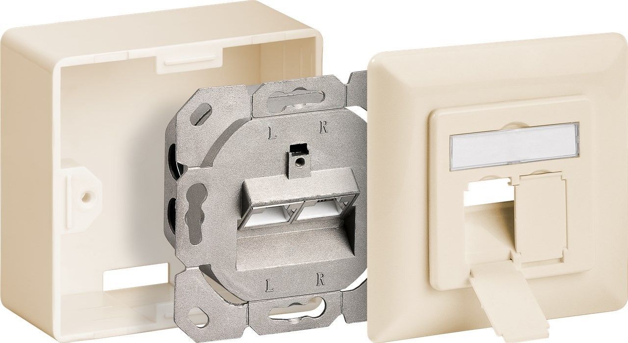 Prise murale RJ45 double CAT 6 Couleur Beige