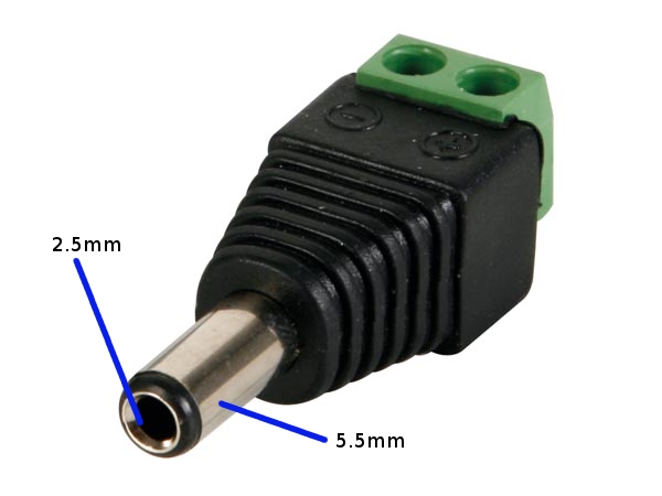 Connecteur DC 5.5 x 2.1mm MALE VERS CONNEXION À VIS