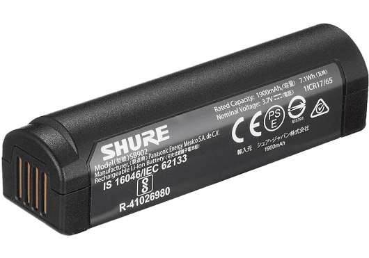 Batterie Shure SSP SB902A Accessoires Accu Lithium-Ion pour Shure GLXD1 GLXD2 MXW2