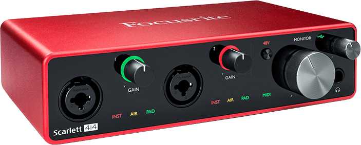 Focusrite Scarlett3 4i4 interface audio USB-C midi 4 entrées 4 sorties