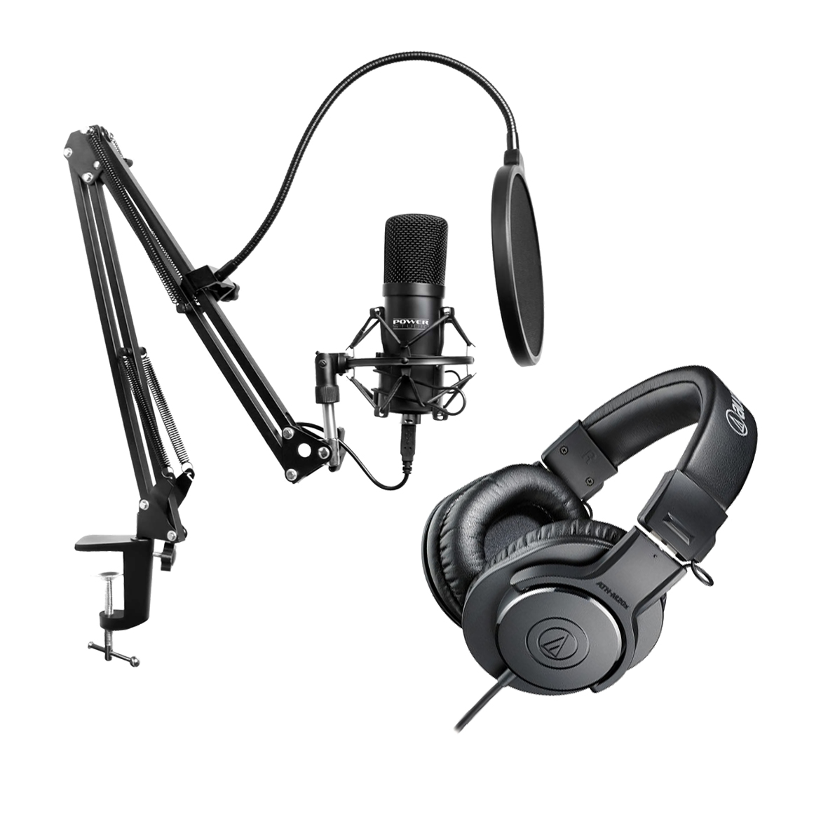 Pack Studio avec pied de micro, micro USB et casque pour