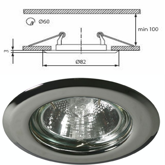 Spot fixe encastrable de 24 LED 12V - Chrome brillant - Abri Services