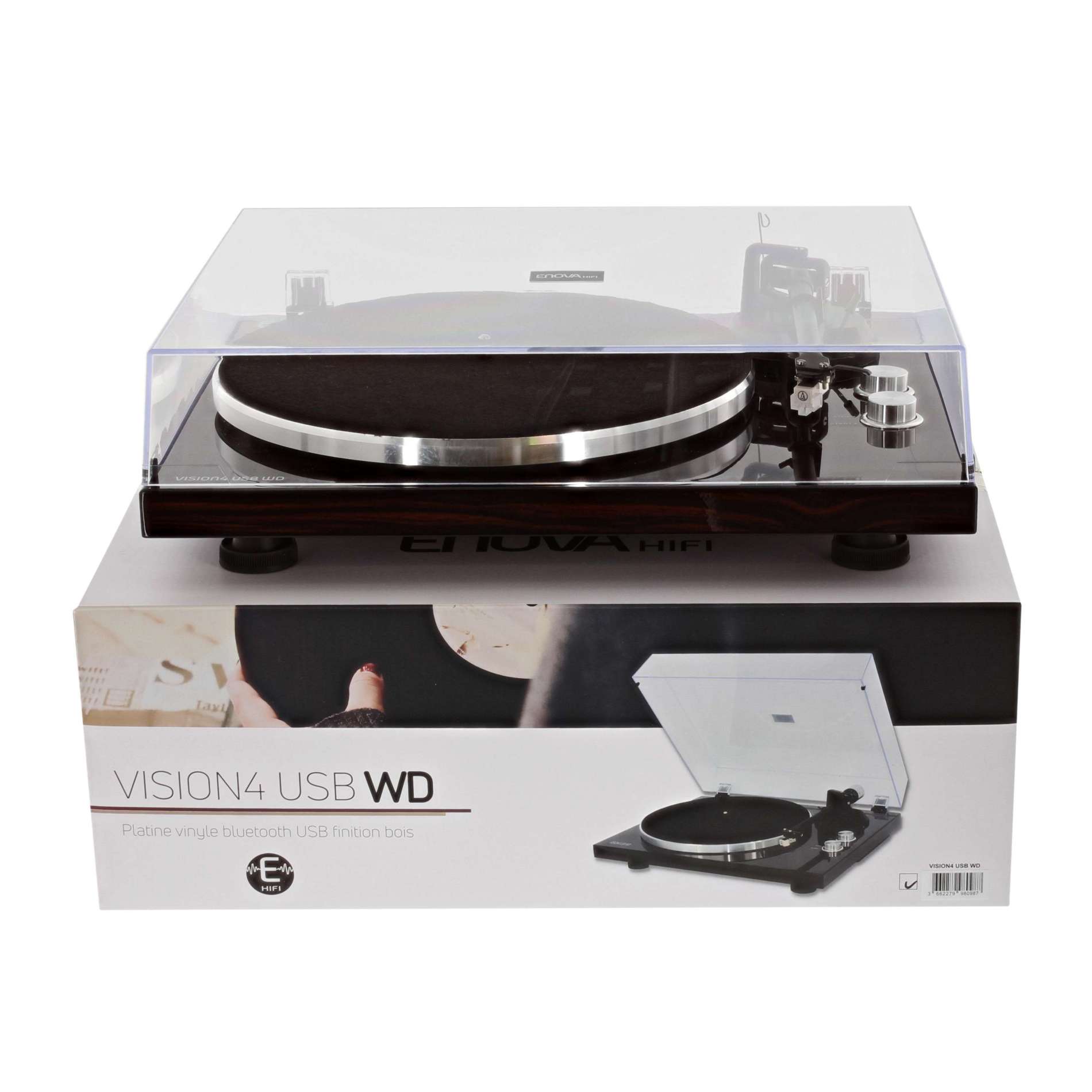 Lecteur de disques vinyle USB portable en bois