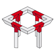 AG29-035 Contest Stage - Angle triangulaire vertical 90° 3 directions sommet bas
