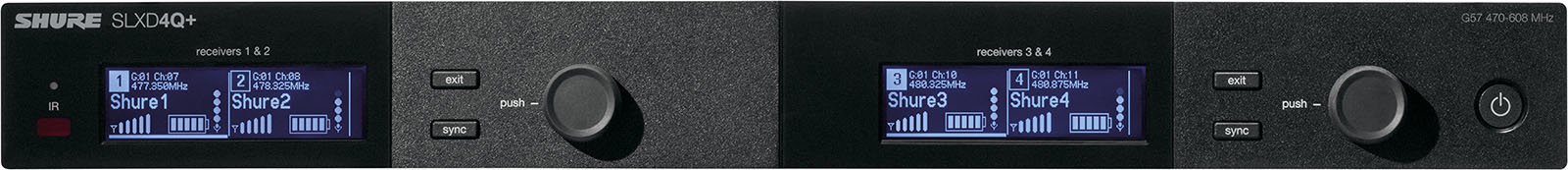 SLXD4Q+E-G65 SHURE Récepteur quad bande G65 470-606 MHz HF numérique