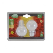 Ampoule LED B22 Sphérique 1W 3000K Blister x 2