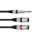 Cordon Jack Stereo 6.35 mâle vers 2 XLR mâles 1m