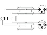 Cordon Jack Stereo 6.35 mâle vers 2 XLR mâles 1m