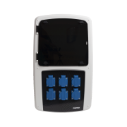 Coffret 16A monophasé IP65 avec inter différentiel et 8 prises