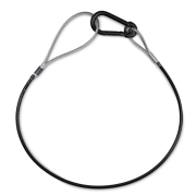 Elingue noire de sécurité pour projecteur câble 2mm longueur 65cm CMU 40kg grande boucle