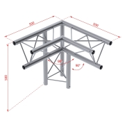 DECO22T-AG03 Contestage - Angle Triangulaire 220 mm 3 directions 50 cm gauche 90° Livré avec 2x kits de jonction