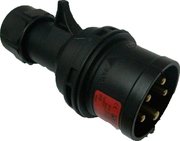 Prise P17 male 16A tétrapolaire 5 broches  IP44 noire montage sans vis Turbo Twist