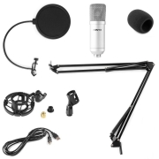 CMS300S Vonyx - Micro USB Studio / Gaming gris argent avec support et filtre anti pop
