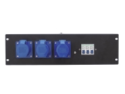 Plaque de rack 3U 19' avec 3 disjoncteurs 16A et 3 Embase CEE 16A mono