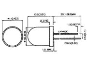 LED Verte 10mm transparente, Traversant, 20 mA, 3.2 V, 520-530 nm