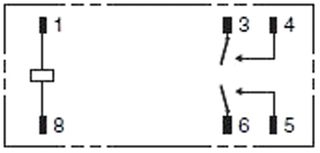 Relai 12Vdc DPST-NO 8A/250VAC sorties non reliées