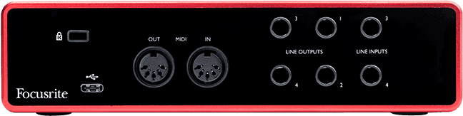 Focusrite Scarlett3 4i4 interface audio USB-C midi 4 entrées 4 sorties